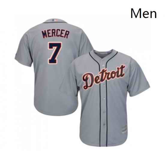 Mens Detroit Tigers 7 Jordy Mercer Replica Grey Road Cool Base Baseball Jersey